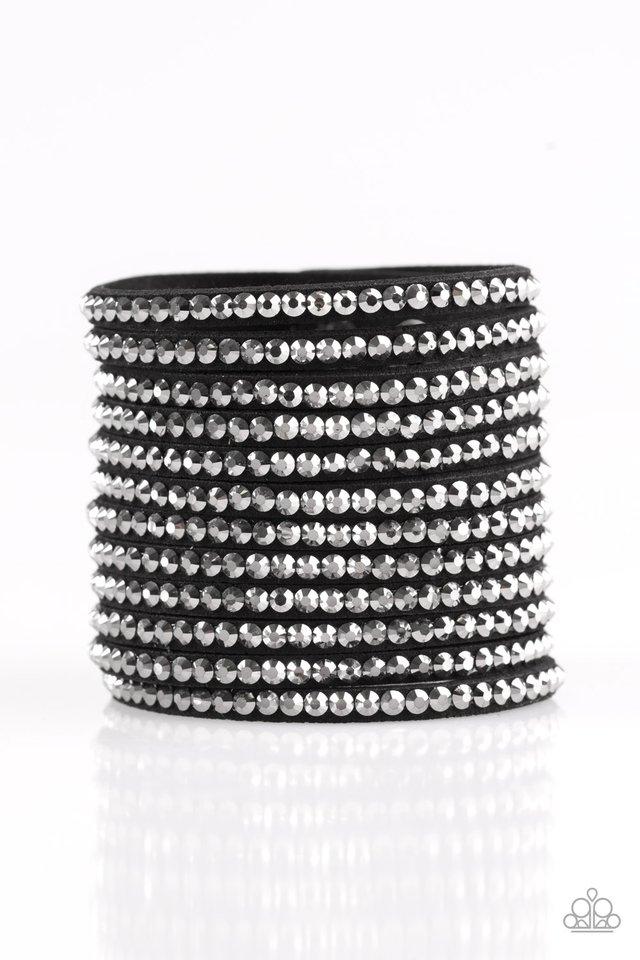 The Boss Is Back Black and Hematite Urban Cuff Wrap Snap Bracelet - Paparazzi Accessories-CarasShop.com - $5 Jewelry by Cara Jewels