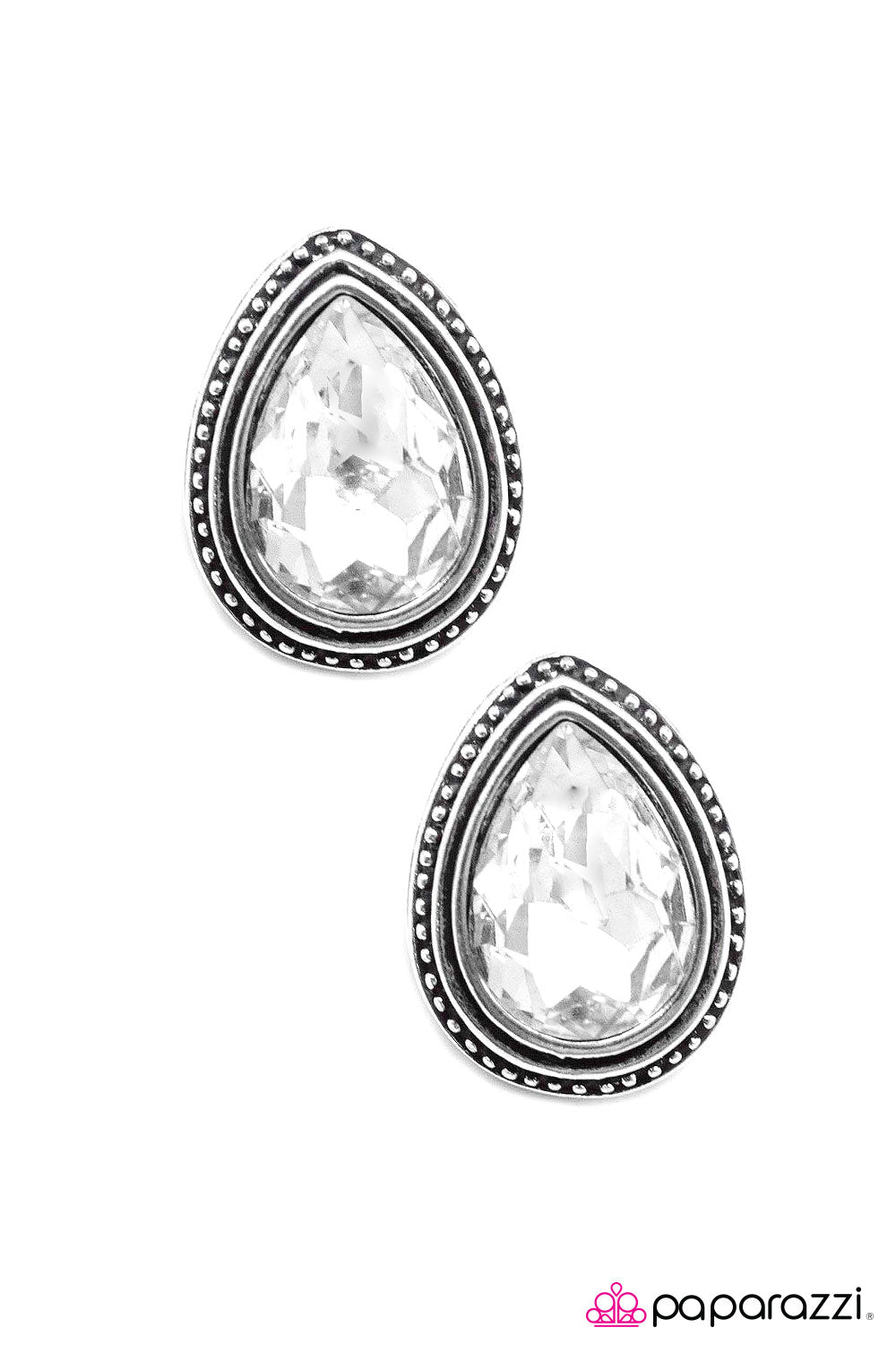 The Deluxe White Earrings - Paparazzi Accessories- lightbox - CarasShop.com - $5 Jewelry by Cara Jewels