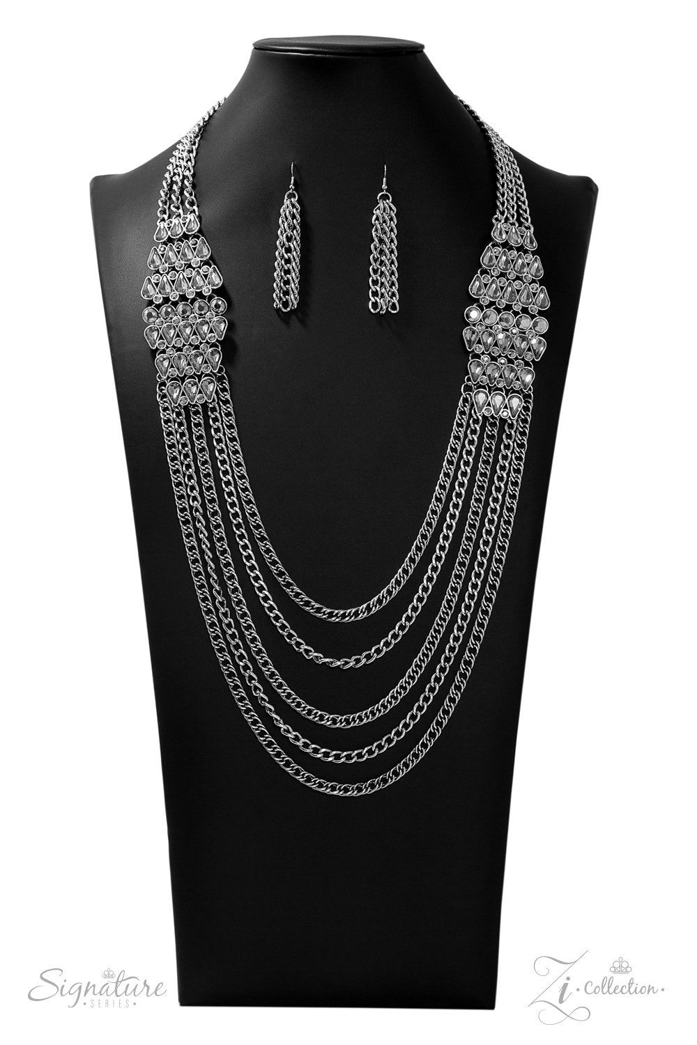 The Erika 2019 Zi Signature Collection Necklace and matching Earrings - Paparazzi Accessories-CarasShop.com - $5 Jewelry by Cara Jewels