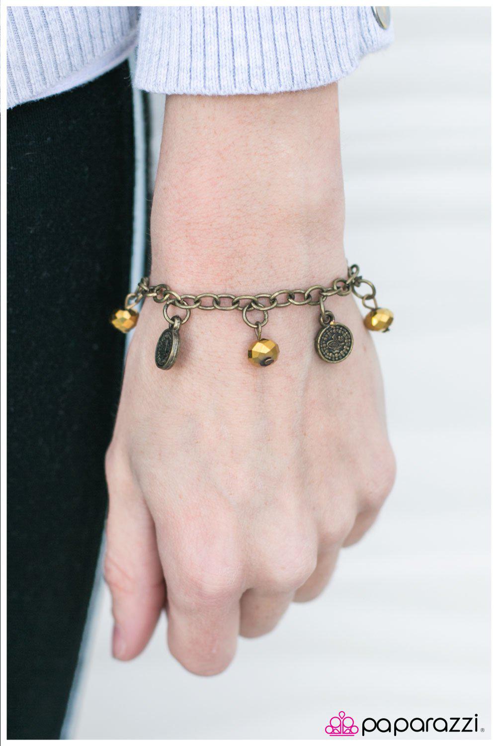 The Euro Brass Bracelet - Paparazzi Accessories-CarasShop.com - $5 Jewelry by Cara Jewels