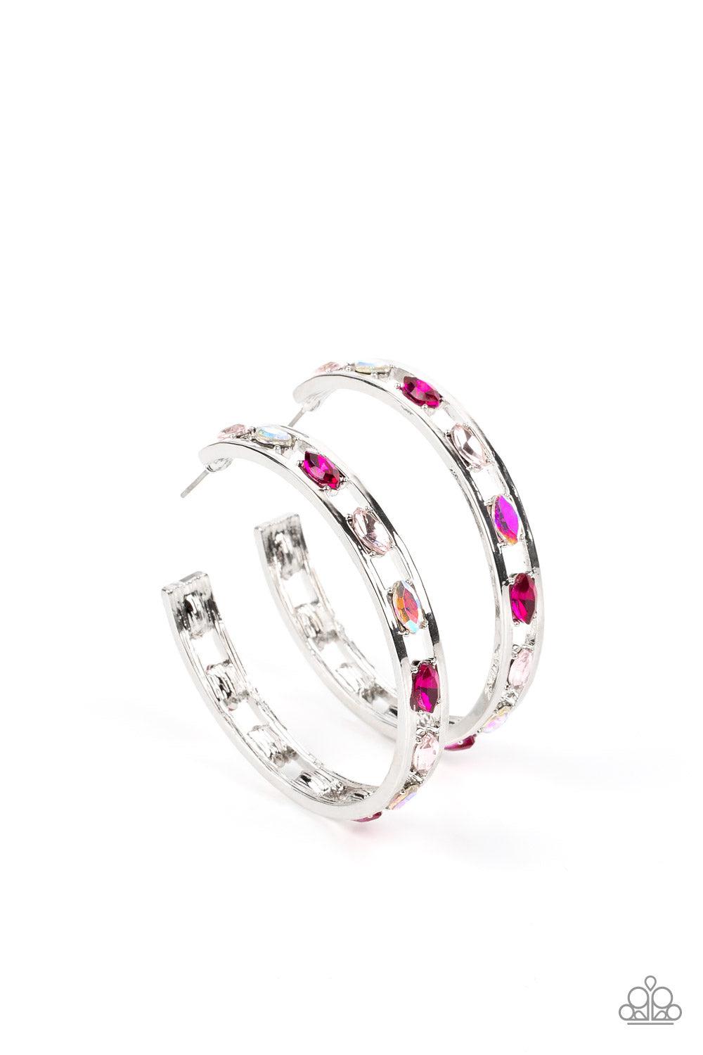 The Gem Fairy Pink Hoop Earrings - Paparazzi Accessories- lightbox - CarasShop.com - $5 Jewelry by Cara Jewels