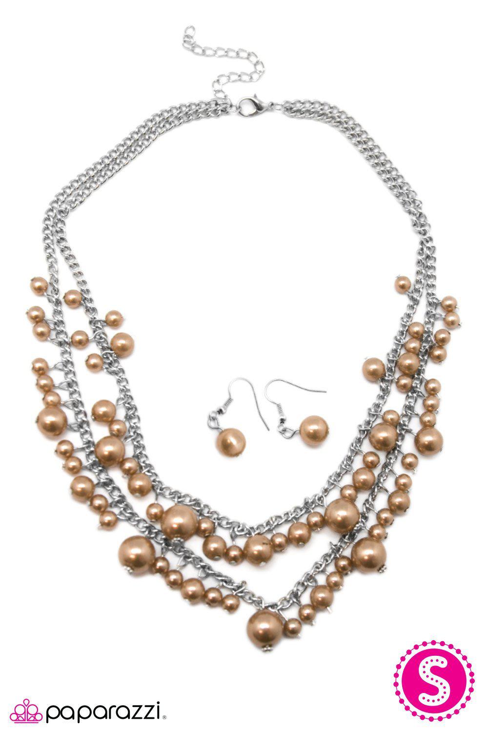The Grand Banquet Brown Pearl Necklace - Paparazzi Accessories-CarasShop.com - $5 Jewelry by Cara Jewels