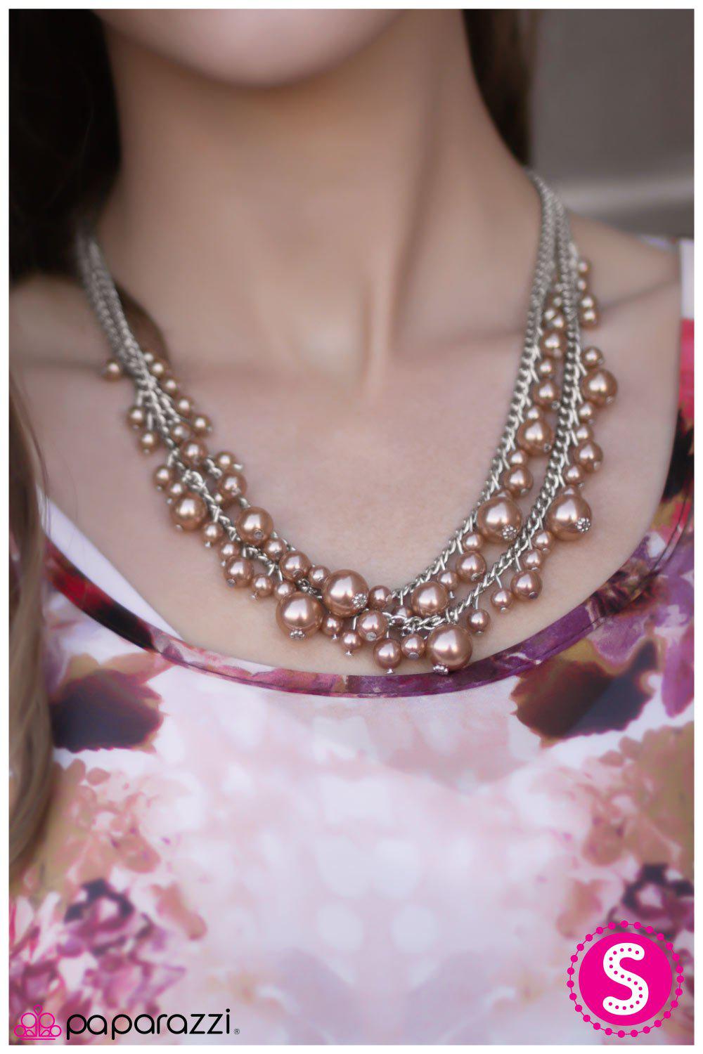 The Grand Banquet Brown Pearl Necklace - Paparazzi Accessories-CarasShop.com - $5 Jewelry by Cara Jewels