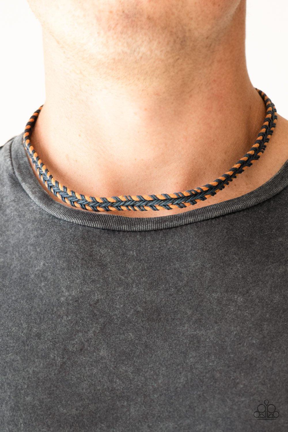 The Grand CANYONER Blue and Brown Urban Necklace - Paparazzi Accessories - model -CarasShop.com - $5 Jewelry by Cara Jewels
