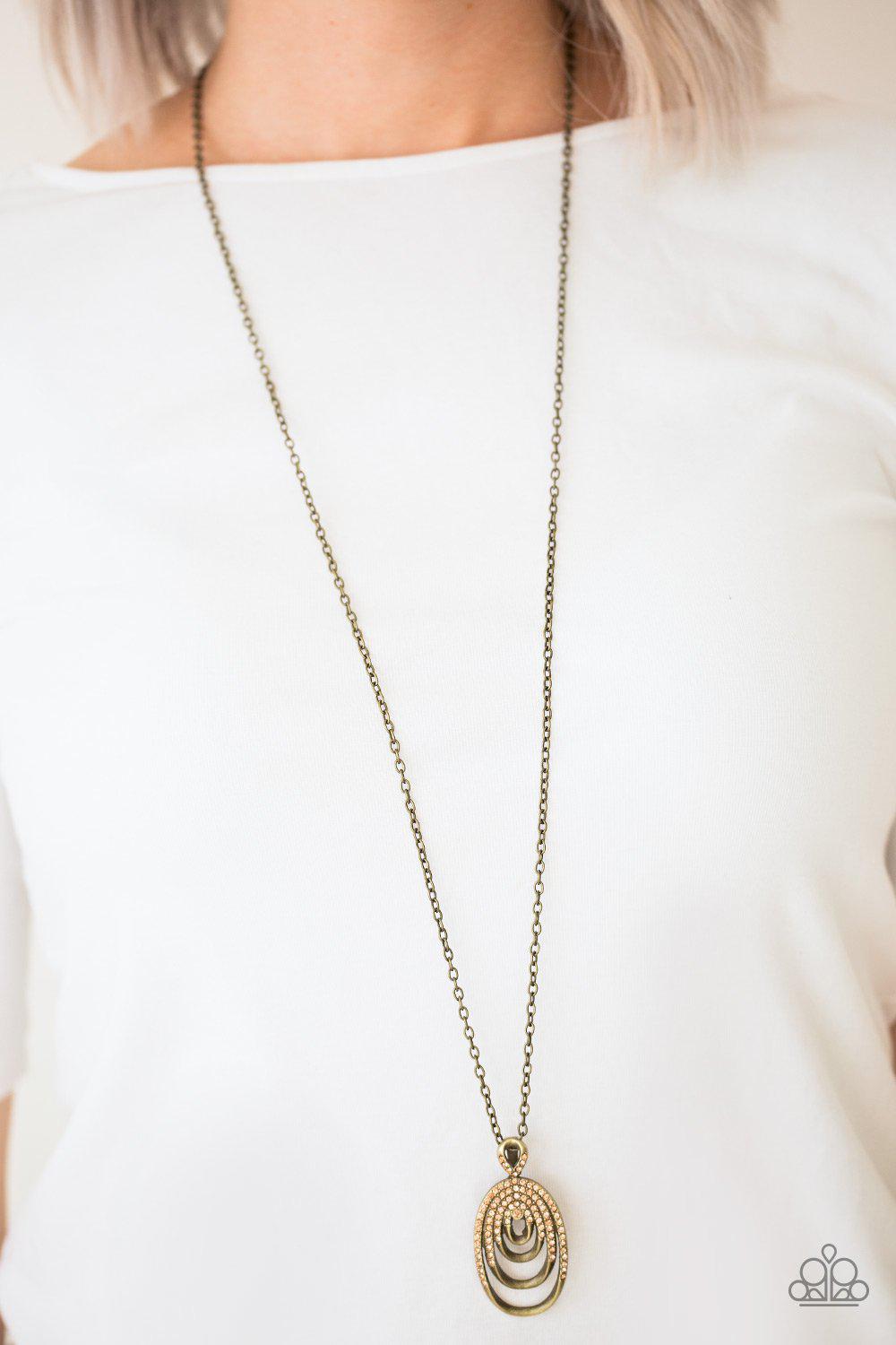 The Heiress Brass Necklace - Paparazzi Accessories-CarasShop.com - $5 Jewelry by Cara Jewels
