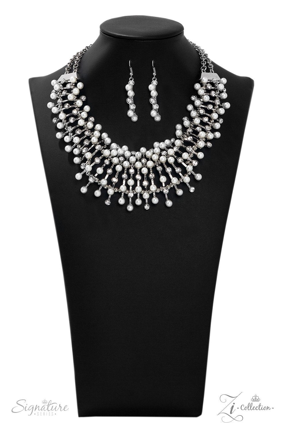 The Leanne 2019 Zi Signature Collection Necklace and matching Earrings - Paparazzi Accessories-CarasShop.com - $5 Jewelry by Cara Jewels