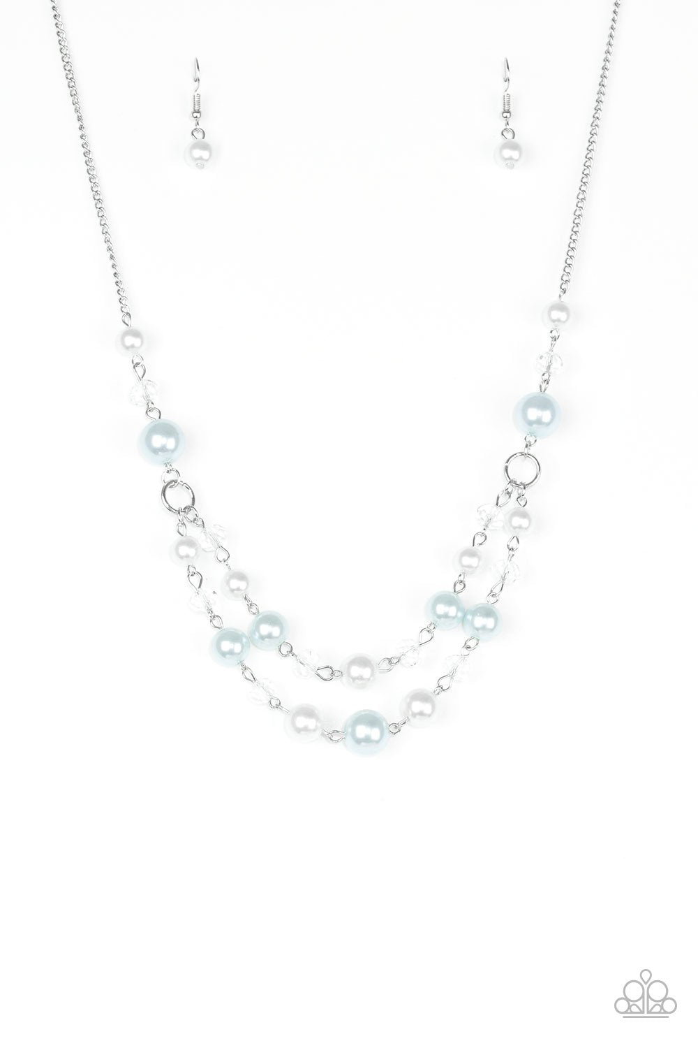 The Princess BRIDESMAID Blue and White Pearl Necklace - Paparazzi Accessories-CarasShop.com - $5 Jewelry by Cara Jewels