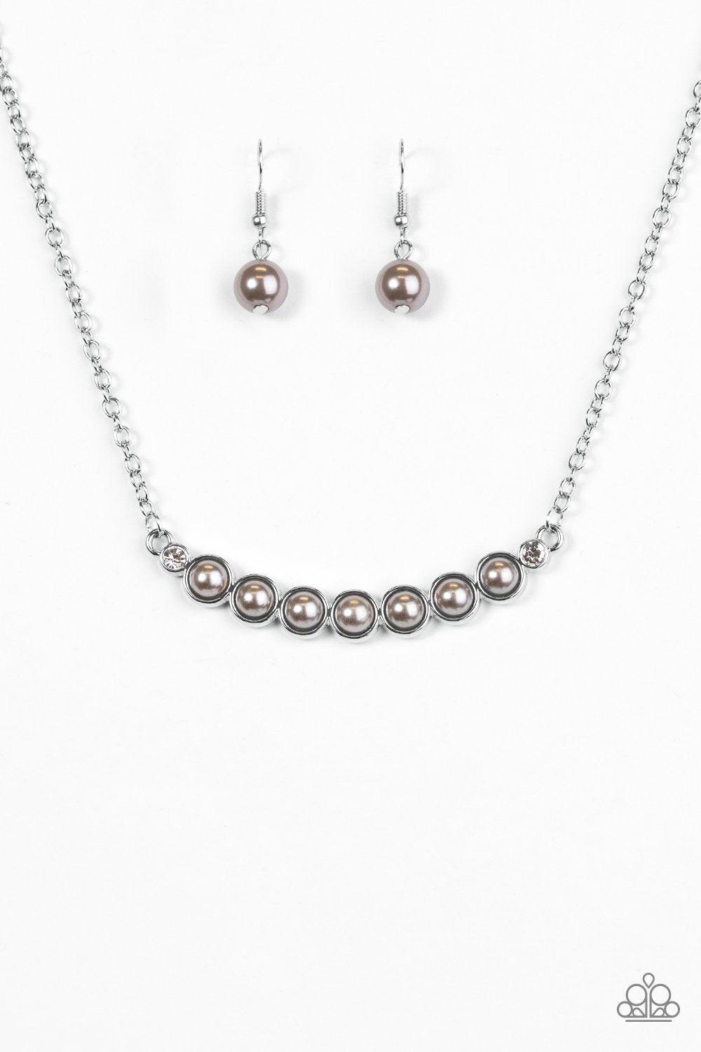 The Ruling Class Silver Pearl Necklace - Paparazzi Accessories-CarasShop.com - $5 Jewelry by Cara Jewels