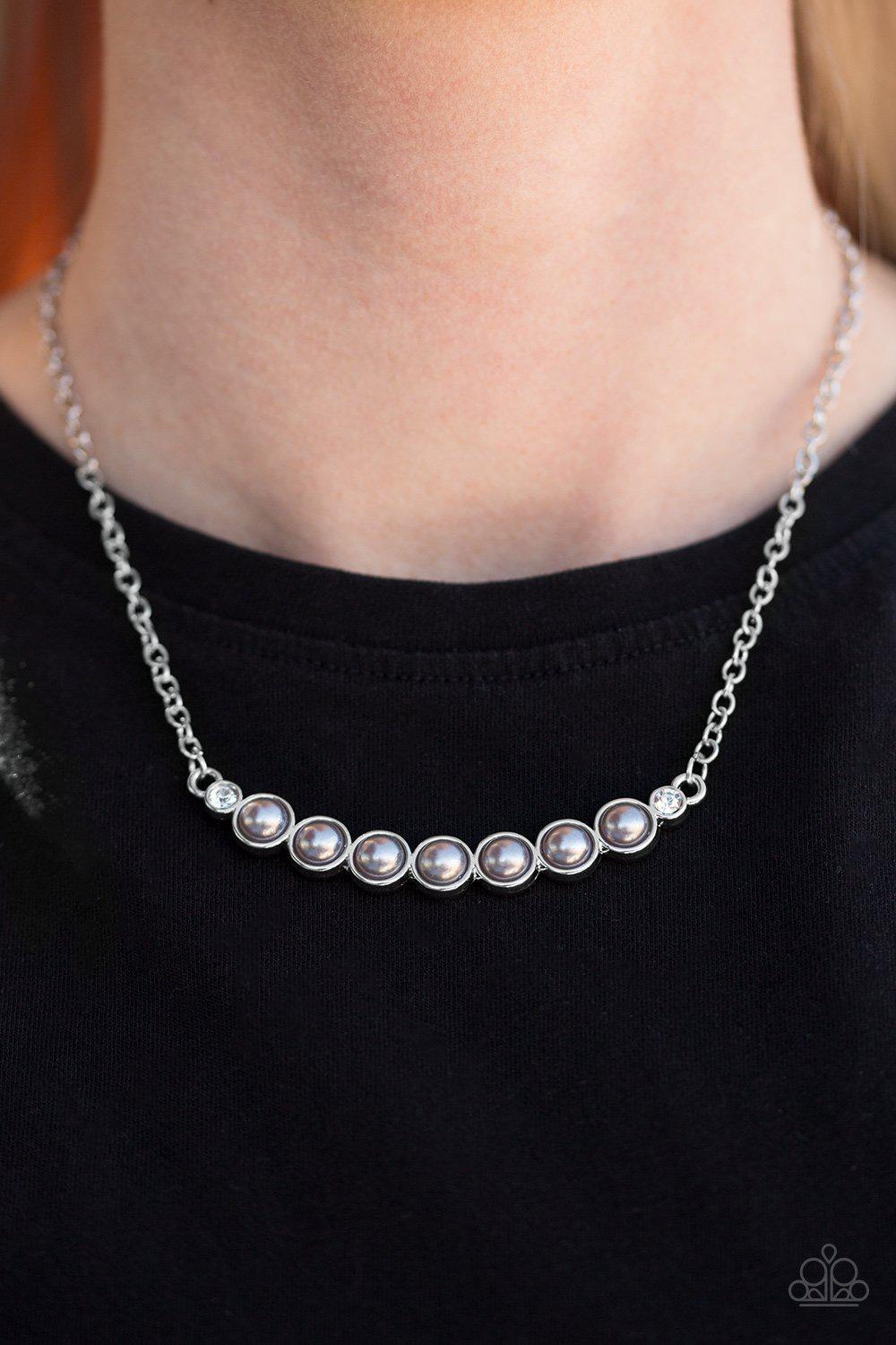 The Ruling Class Silver Pearl Necklace - Paparazzi Accessories-CarasShop.com - $5 Jewelry by Cara Jewels