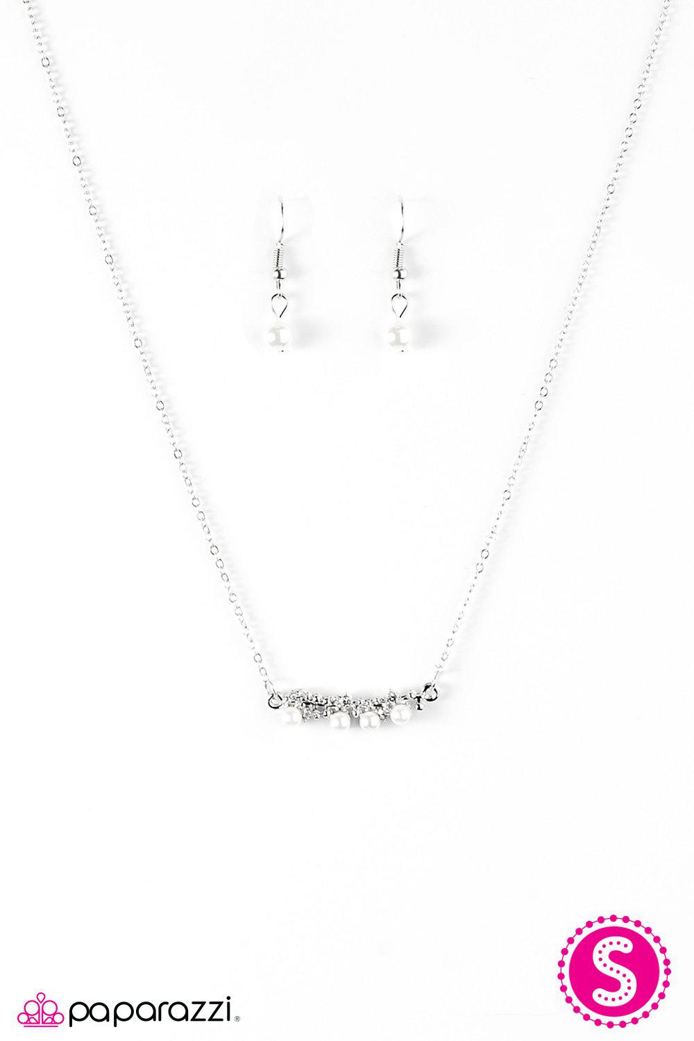 The Seven Year Rich Silver and White Pearl Necklace - Paparazzi Accessories-CarasShop.com - $5 Jewelry by Cara Jewels