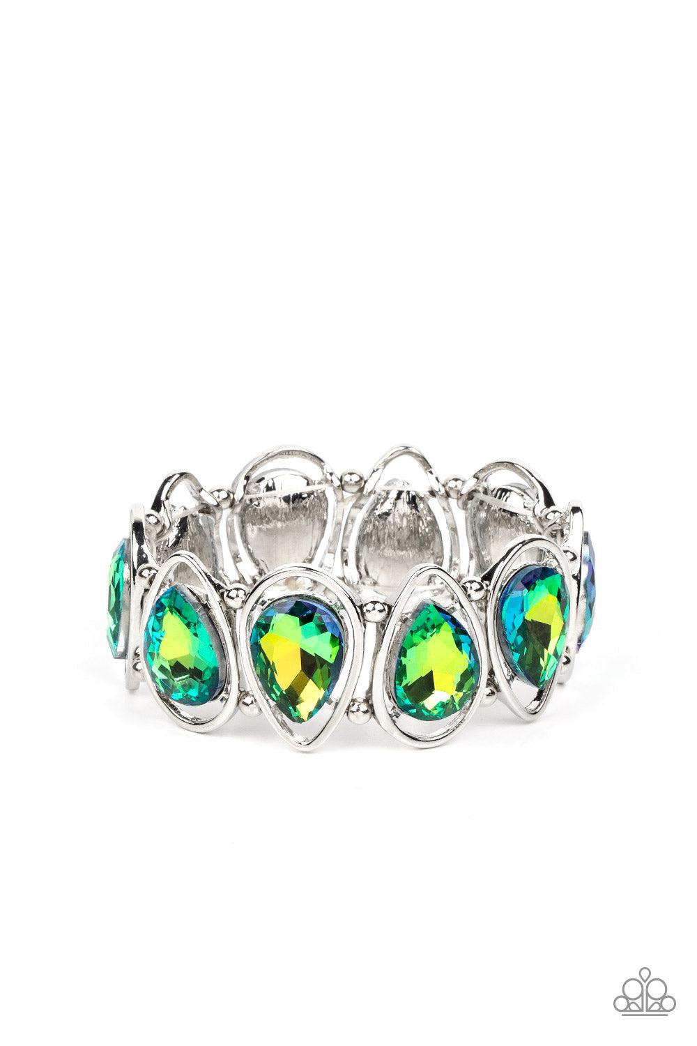 The Sparkle Society Multi Green UV Shimmer Bracelet - Paparazzi Accessories- lightbox - CarasShop.com - $5 Jewelry by Cara Jewels