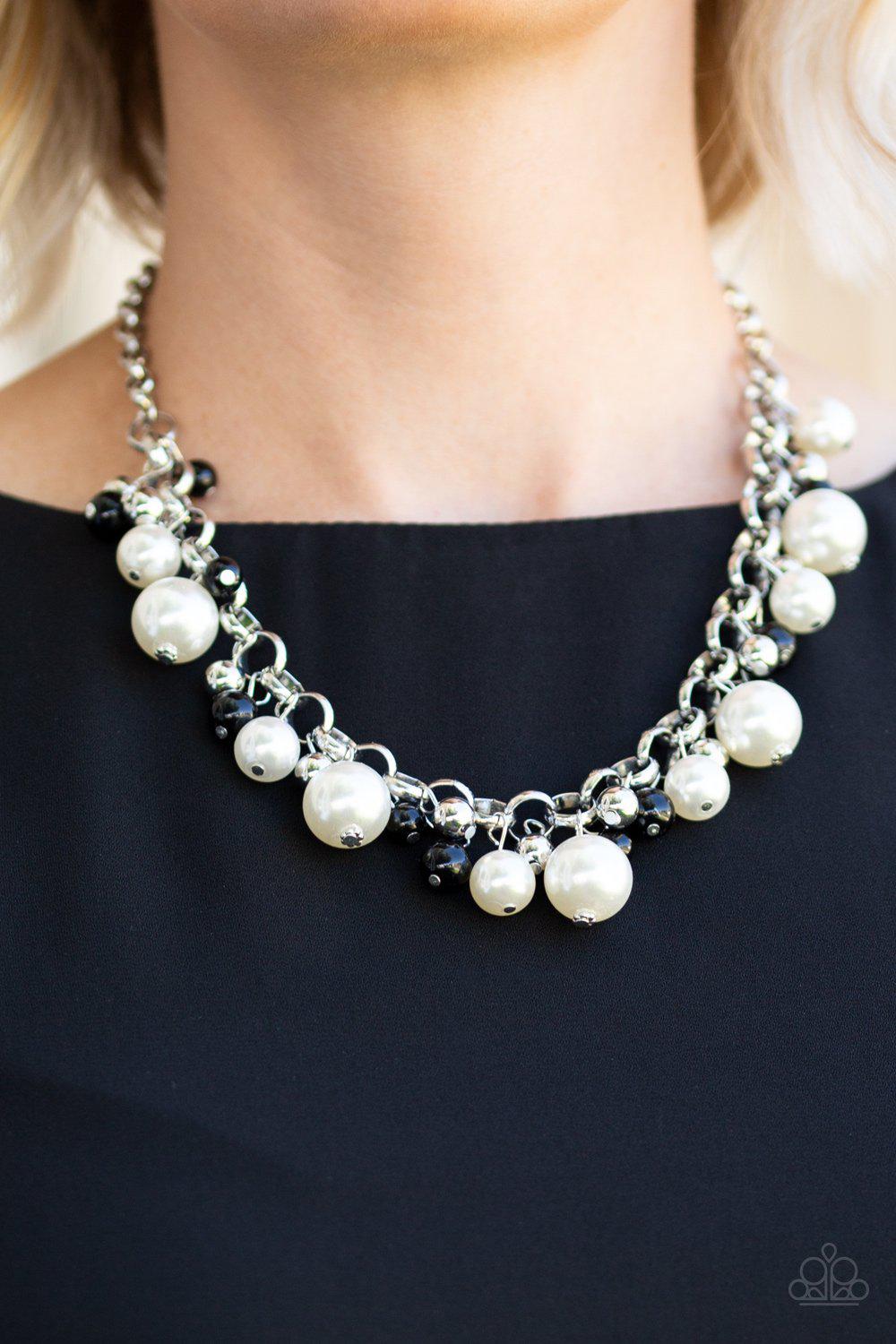 The Upstater Black and White Pearl Necklace - Paparazzi Accessories-CarasShop.com - $5 Jewelry by Cara Jewels