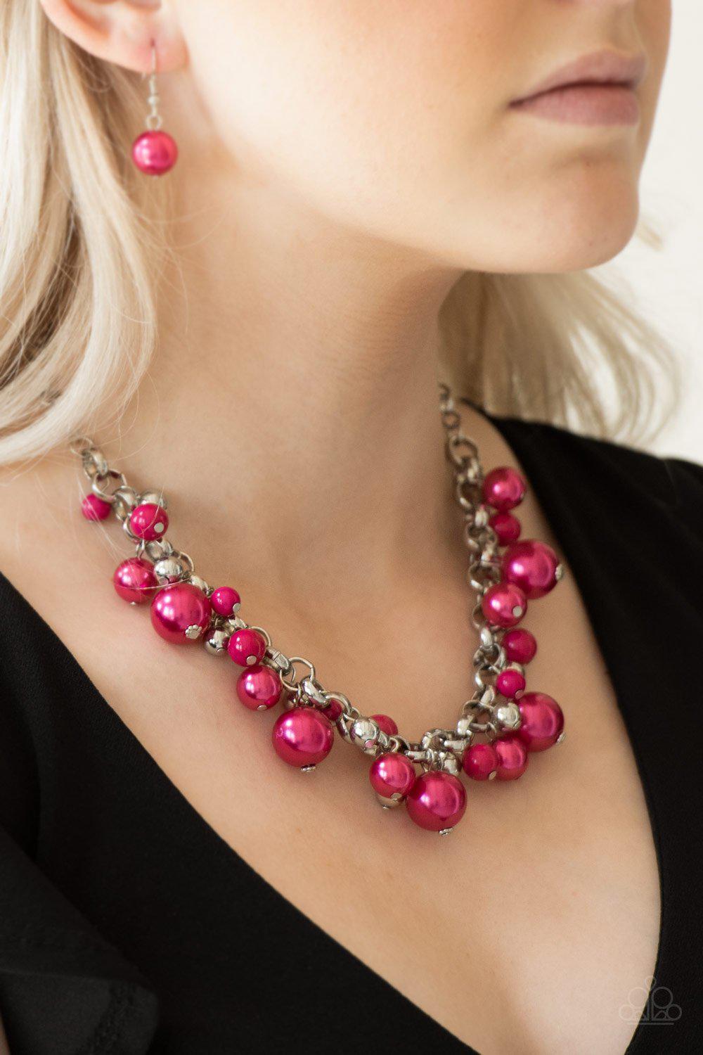 The Upstater Pink and Silver Necklace - Paparazzi Accessories - model -CarasShop.com - $5 Jewelry by Cara Jewels