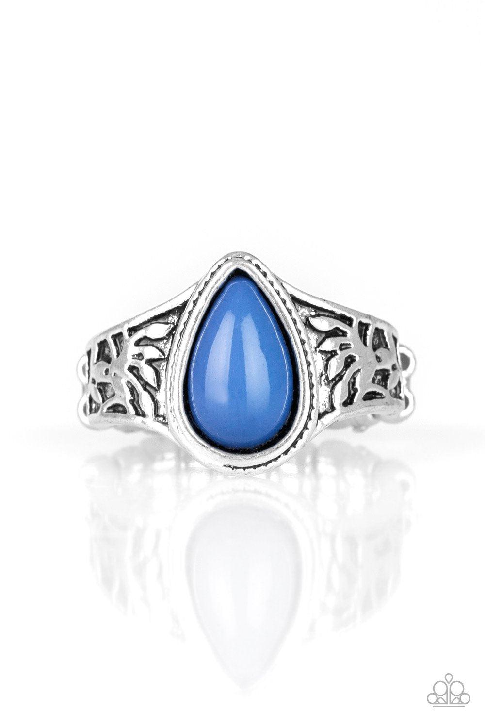 The ZEST of Intentions Silver and Blue Ring - Paparazzi Accessories-CarasShop.com - $5 Jewelry by Cara Jewels