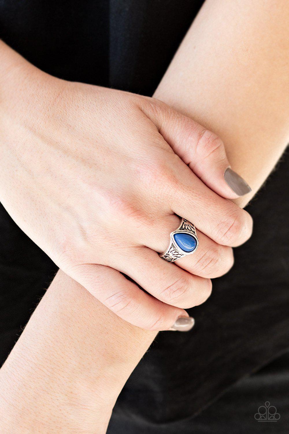 The ZEST of Intentions Silver and Blue Ring - Paparazzi Accessories-CarasShop.com - $5 Jewelry by Cara Jewels