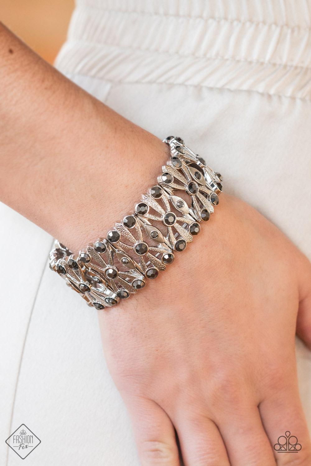 Thematic Twinkle Silver Hematite Bracelet - Paparazzi Accessories-on model - CarasShop.com - $5 Jewelry by Cara Jewels