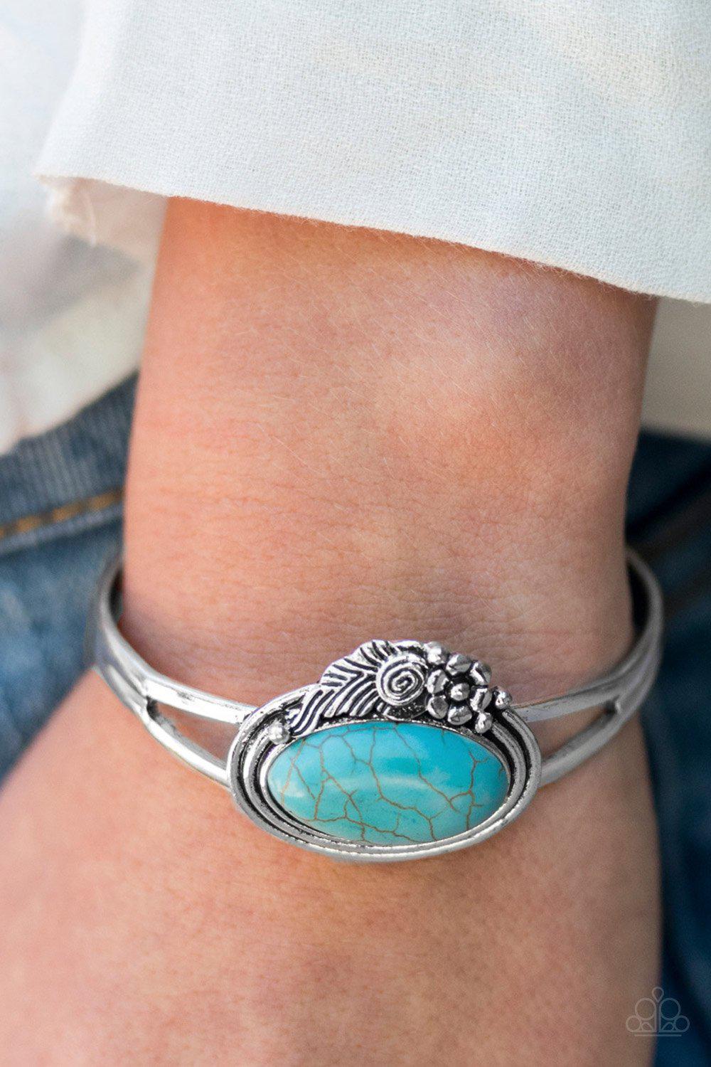 These Boots Are Made For Walkin Turquoise Blue Stone Cuff Bracelet - Paparazzi Accessories-CarasShop.com - $5 Jewelry by Cara Jewels