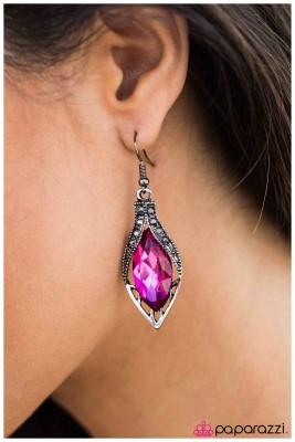 They Call Me Queen Hot Pink Rhinestone Earrings - Paparazzi Accessories- model - CarasShop.com - $5 Jewelry by Cara Jewels