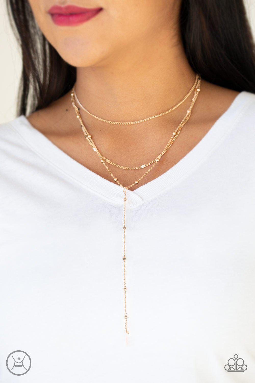 Think Like A Minimalist Gold Choker Necklace - Paparazzi Accessories-CarasShop.com - $5 Jewelry by Cara Jewels