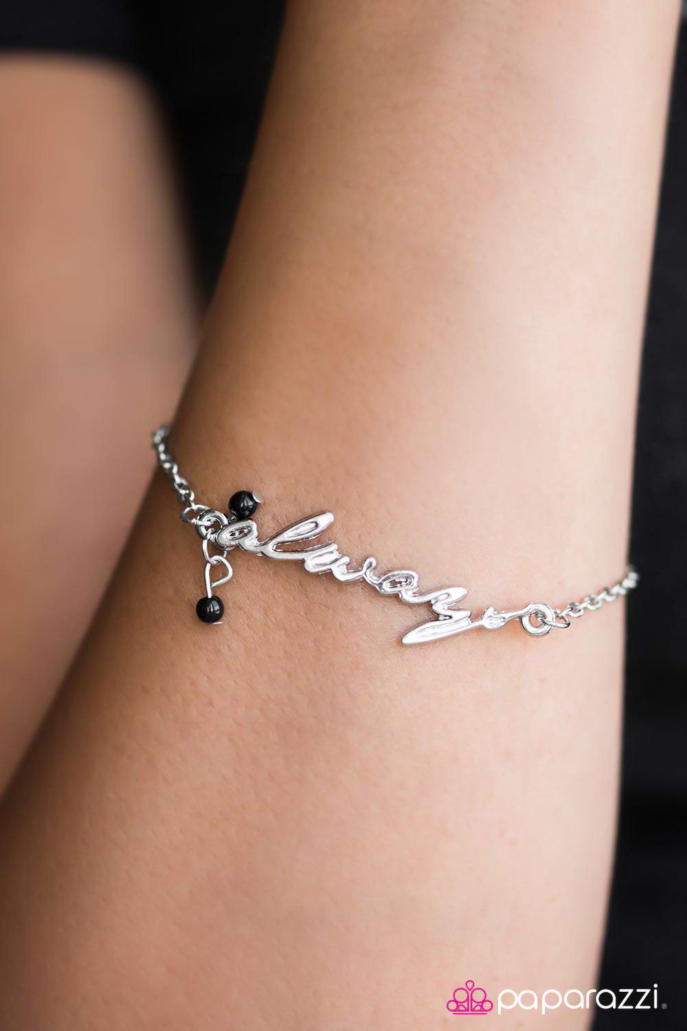 This I Promise You Silver and Black Bracelet - Paparazzi Accessories-CarasShop.com - $5 Jewelry by Cara Jewels