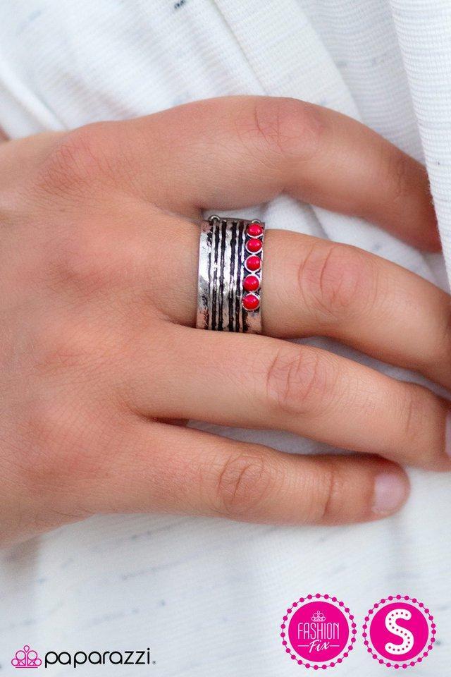 This Might Take A-WILD Red and Silver Ring - Paparazzi Accessories-CarasShop.com - $5 Jewelry by Cara Jewels