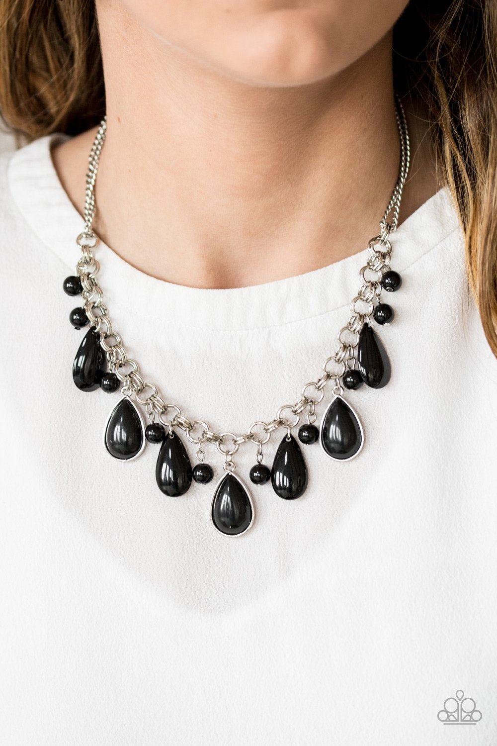 This Side Of Malibu Black Teardrop Necklace - Paparazzi Accessories-CarasShop.com - $5 Jewelry by Cara Jewels