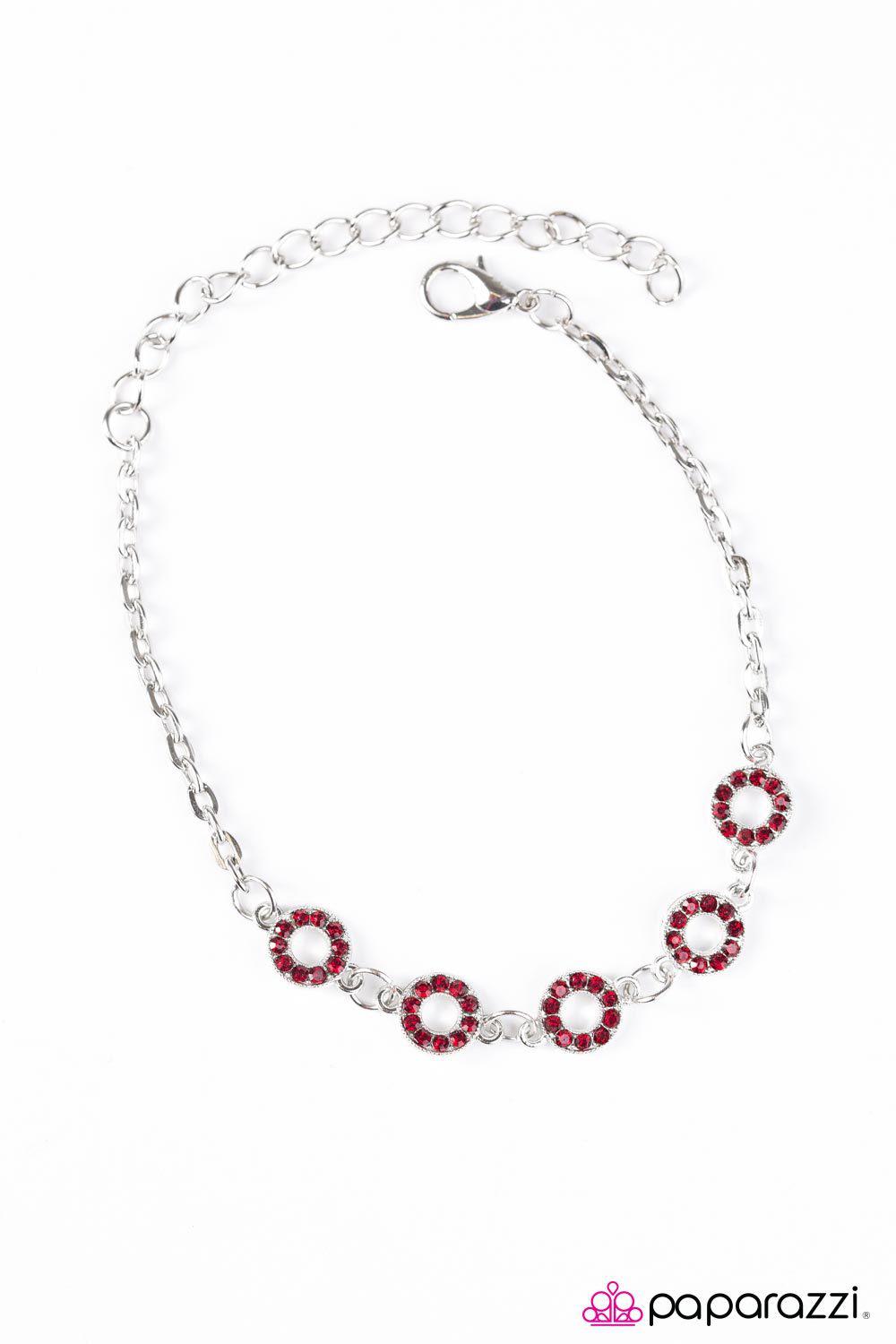 This Time Around Red Gem Bracelet - Paparazzi Accessories-CarasShop.com - $5 Jewelry by Cara Jewels