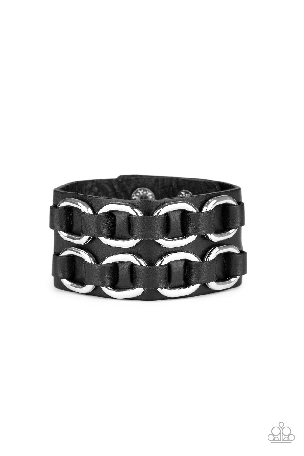 Throttle It Out Men&#39;s Black Urban Bracelet - Paparazzi Accessories Convention Exclusive-CarasShop.com - $5 Jewelry by Cara Jewels