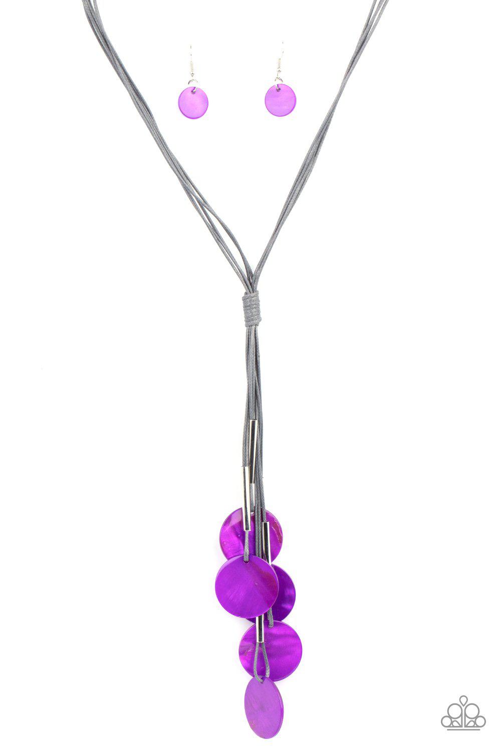 Tidal Tassels Purple and Gray Shell-like Tassel Necklace - Paparazzi Accessories- lightbox - CarasShop.com - $5 Jewelry by Cara Jewels