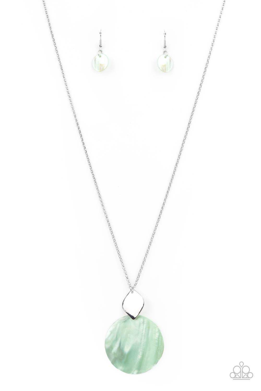 Tidal Tease Green Shell-like Necklace - Paparazzi Accessories- lightbox - CarasShop.com - $5 Jewelry by Cara Jewels