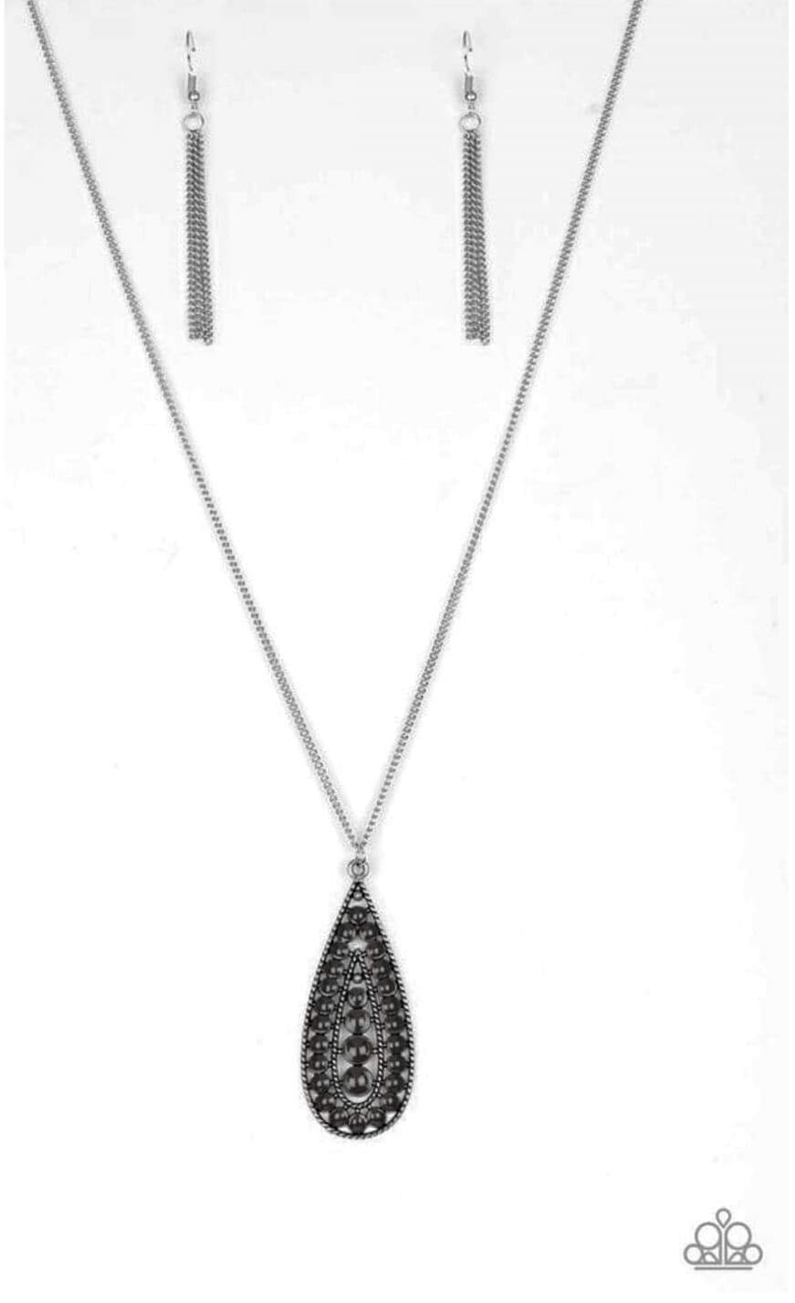 Tiki Tease Black Necklace - Paparazzi Accessories-CarasShop.com - $5 Jewelry by Cara Jewels