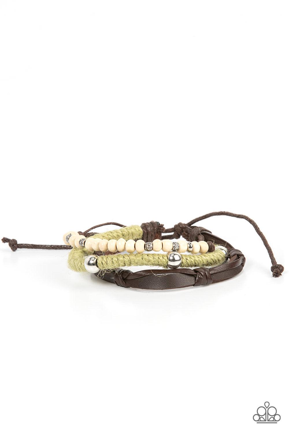 Timber Trail Green Urban Slide Bracelet - Paparazzi Accessories- lightbox - CarasShop.com - $5 Jewelry by Cara Jewels