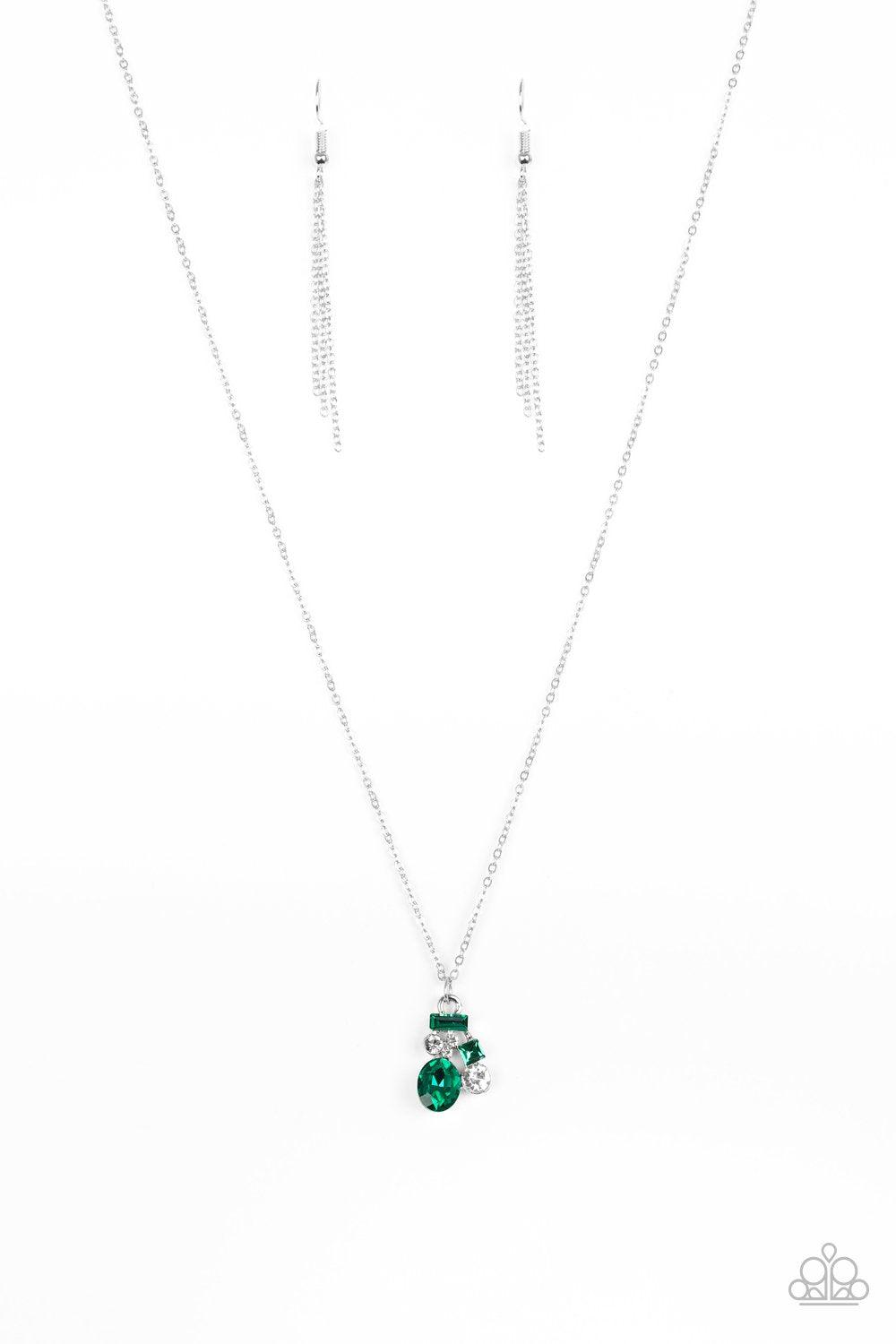 Time to Be Timeless Green and White Rhinestone Necklace - Paparazzi Accessories-CarasShop.com - $5 Jewelry by Cara Jewels