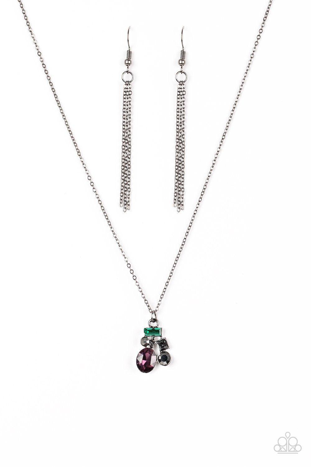 Time to be Timeless Multi-color Gem Necklace and matching Earrings - Paparazzi Accessories-CarasShop.com - $5 Jewelry by Cara Jewels