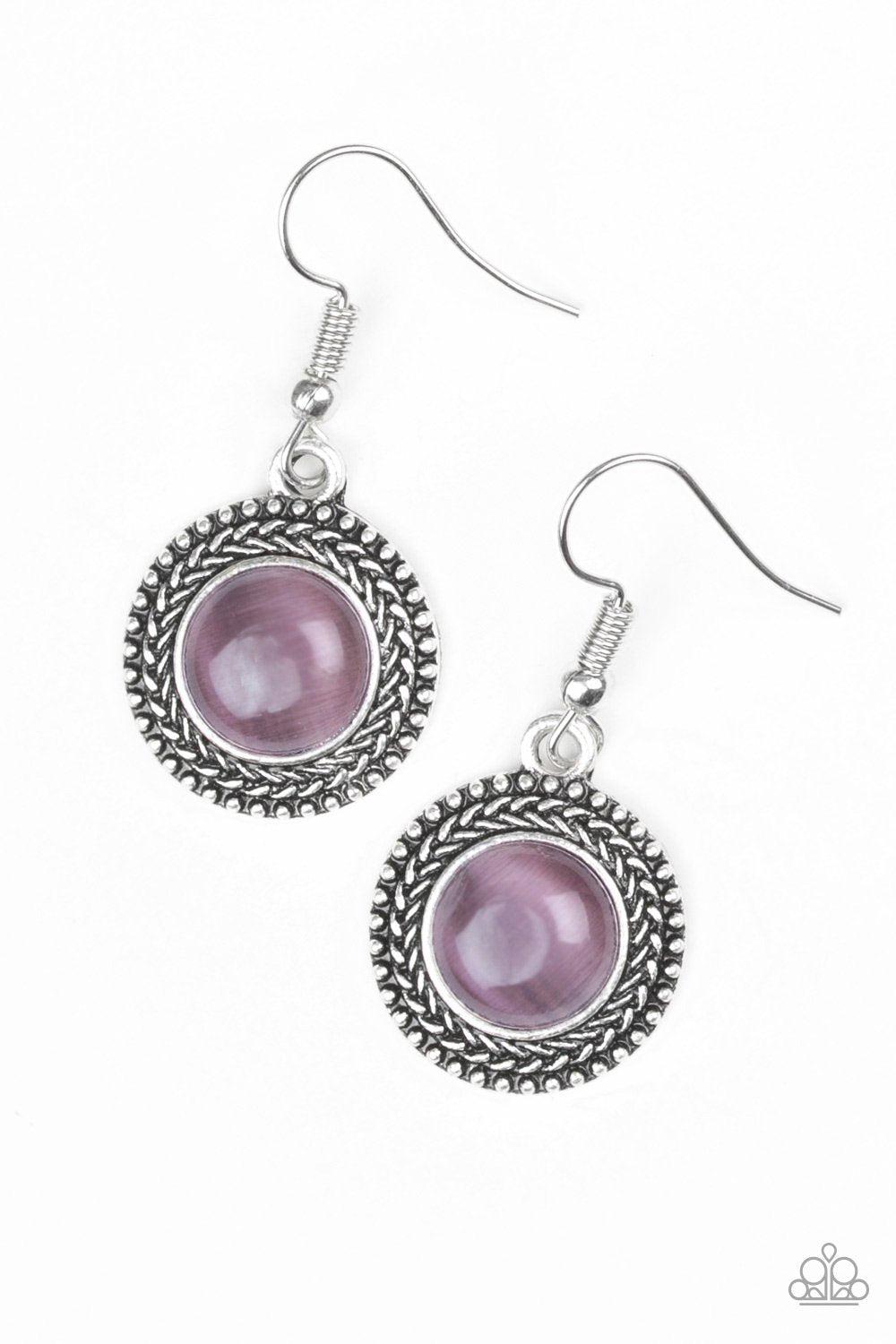 Time To Glow Up! Purple Moonstone Earrings - Paparazzi Accessories-CarasShop.com - $5 Jewelry by Cara Jewels
