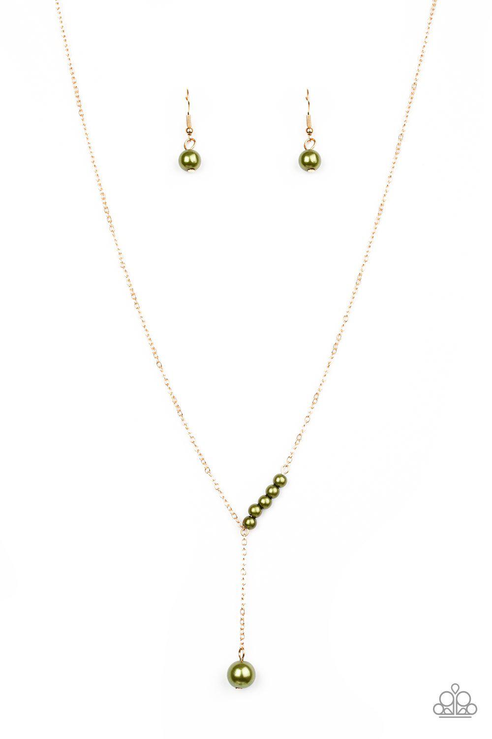 Timeless Taste Green and Gold Necklace - Paparazzi Accessories - lightbox -CarasShop.com - $5 Jewelry by Cara Jewels