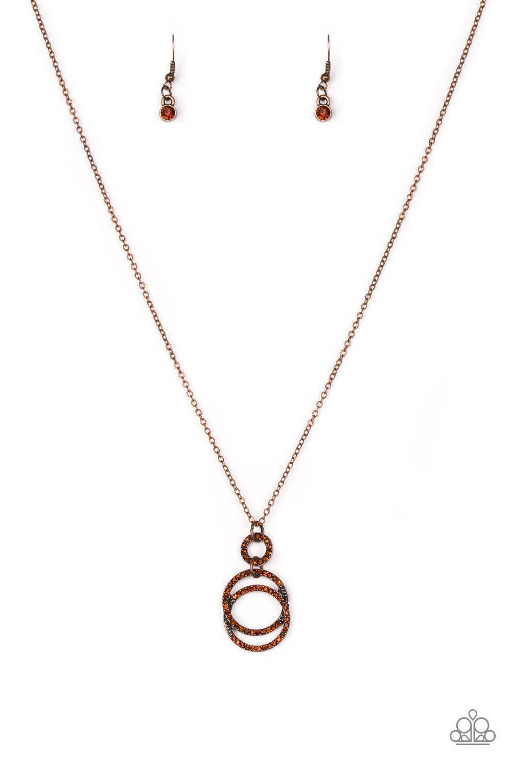 Timeless Trio Copper Necklace - Paparazzi Accessories- lightbox - CarasShop.com - $5 Jewelry by Cara Jewels