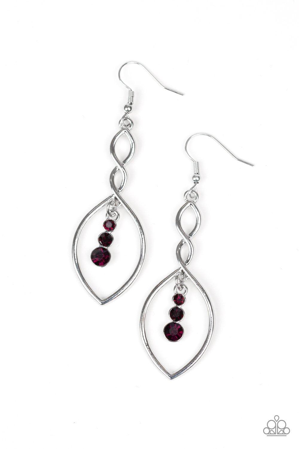 Timeless Twist Purple Earrings - Paparazzi Accessories-CarasShop.com - $5 Jewelry by Cara Jewels