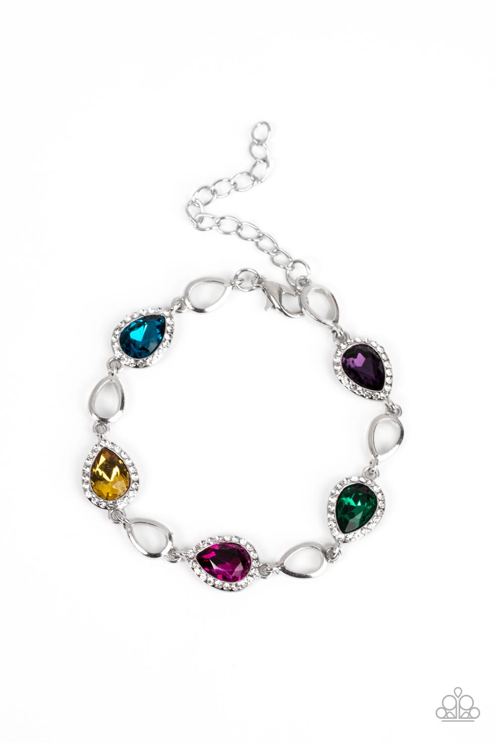 Timelessly Teary Multi Rhinestone Bracelet - Paparazzi Accessories- lightbox - CarasShop.com - $5 Jewelry by Cara Jewels