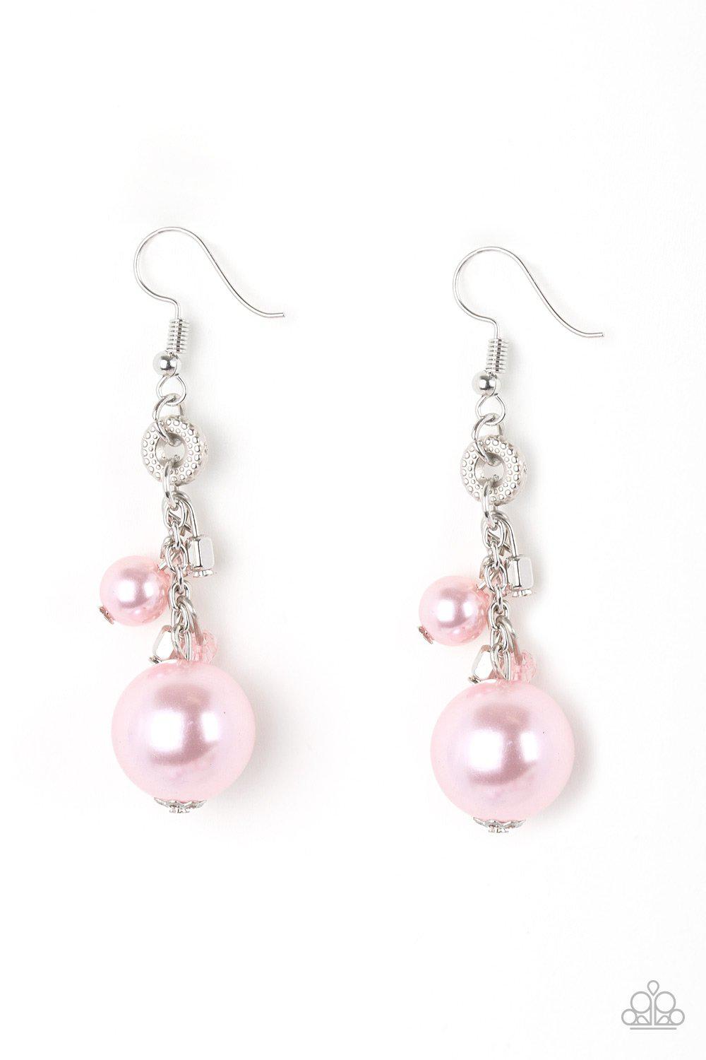 Timelessly Traditional Pink Pearl Earrings - Paparazzi Accessories - lightbox -CarasShop.com - $5 Jewelry by Cara Jewels