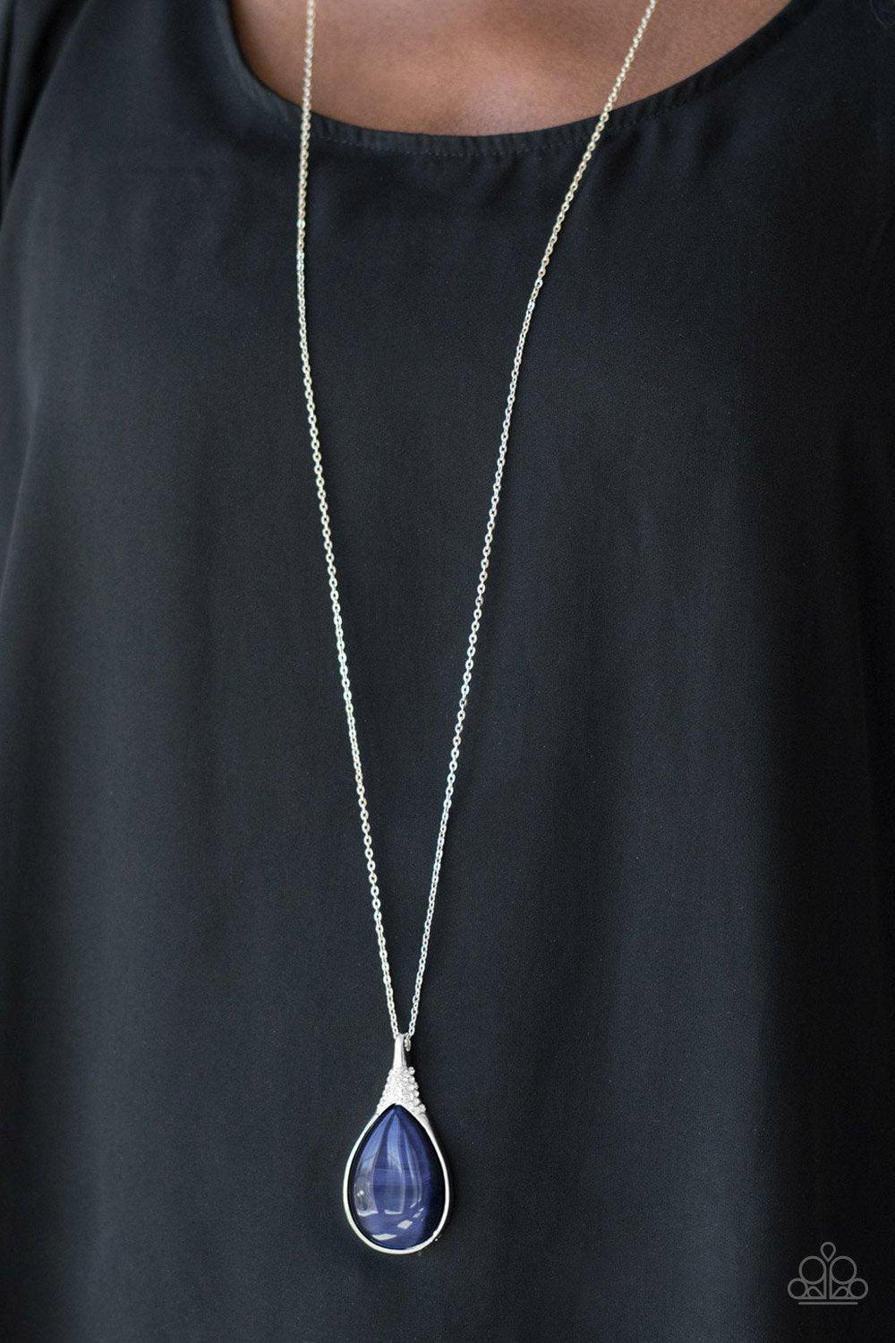 Timelessly Tranquil Blue Moonstone Necklace - Paparazzi Accessories-CarasShop.com - $5 Jewelry by Cara Jewels