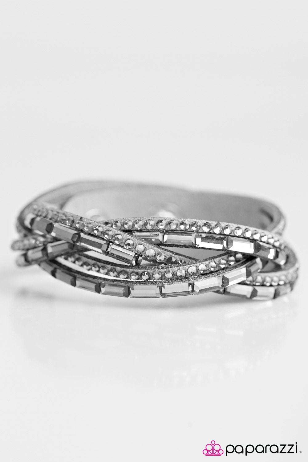 Too Cool for School Silver Braided Urban Wrap Snap Bracelet - Paparazzi Accessories-CarasShop.com - $5 Jewelry by Cara Jewels