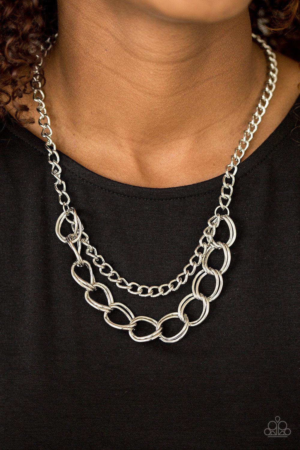 Top Boss Silver Chain Necklace - Paparazzi Accessories-CarasShop.com - $5 Jewelry by Cara Jewels