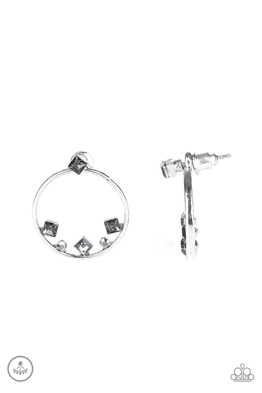 Top Notch Twinkle Silver Post Earrings - Paparazzi Accessories - lightbox -CarasShop.com - $5 Jewelry by Cara Jewels