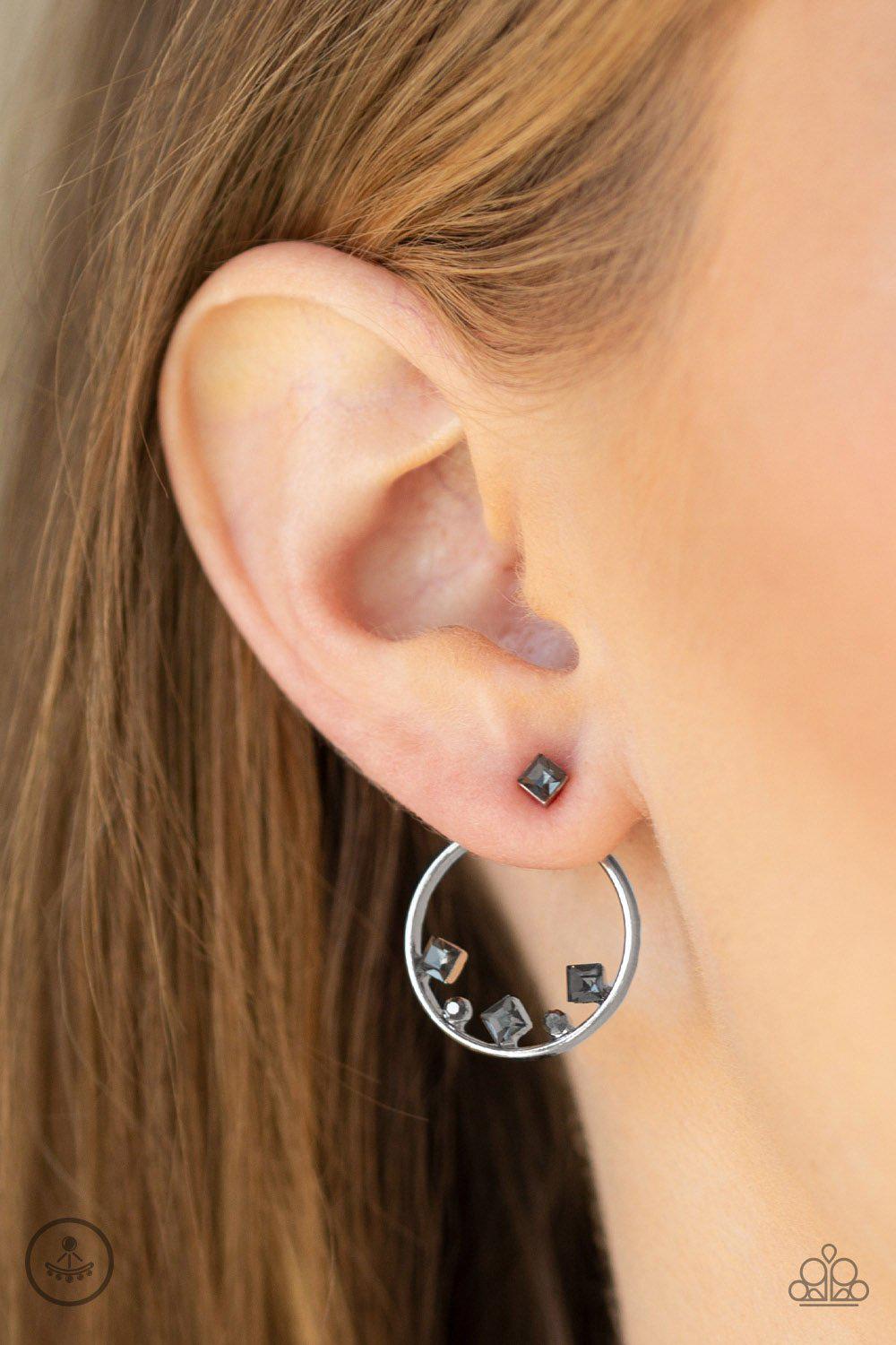 Top Notch Twinkle Silver Post Earrings - Paparazzi Accessories - model -CarasShop.com - $5 Jewelry by Cara Jewels