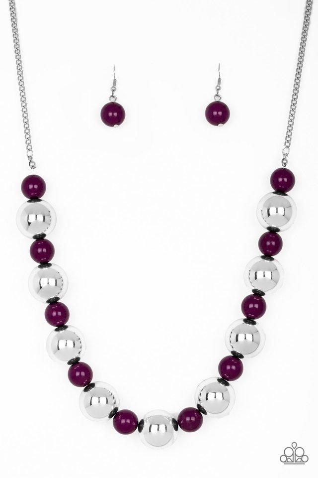 Top Pop Purple and Silver Necklace - Paparazzi Accessories - lightbox -CarasShop.com - $5 Jewelry by Cara Jewels
