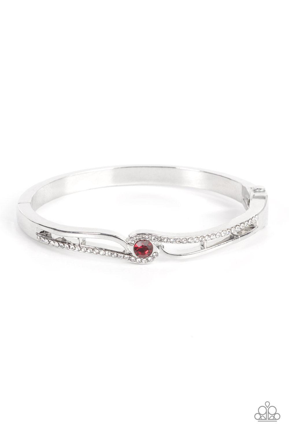 Top-Shelf Shimmer Red Rhinestone Bracelet - Paparazzi Accessories- lightbox - CarasShop.com - $5 Jewelry by Cara Jewels