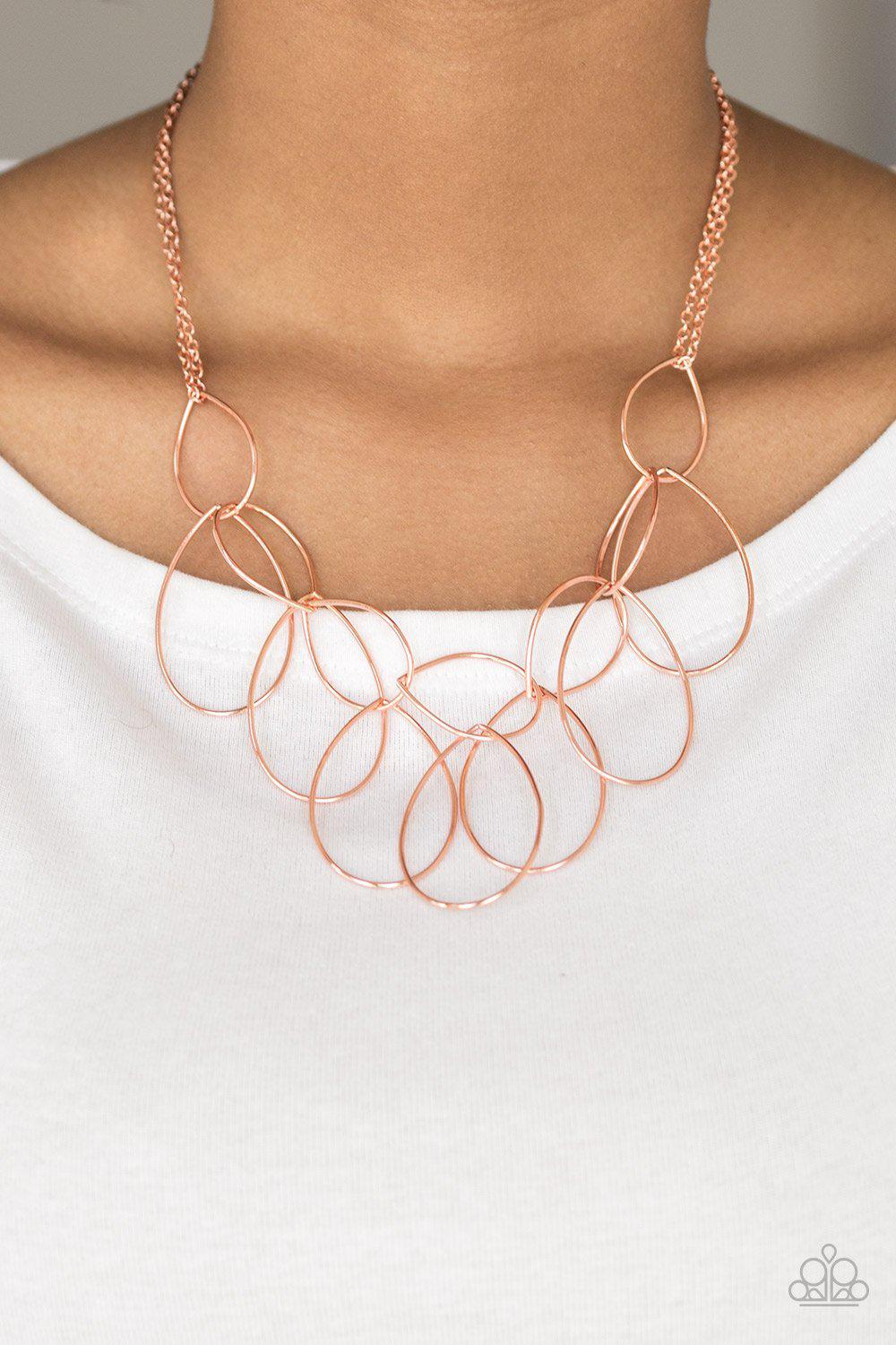 Top-TEAR Fashion Copper Teardrop Necklace - Paparazzi Accessories-CarasShop.com - $5 Jewelry by Cara Jewels