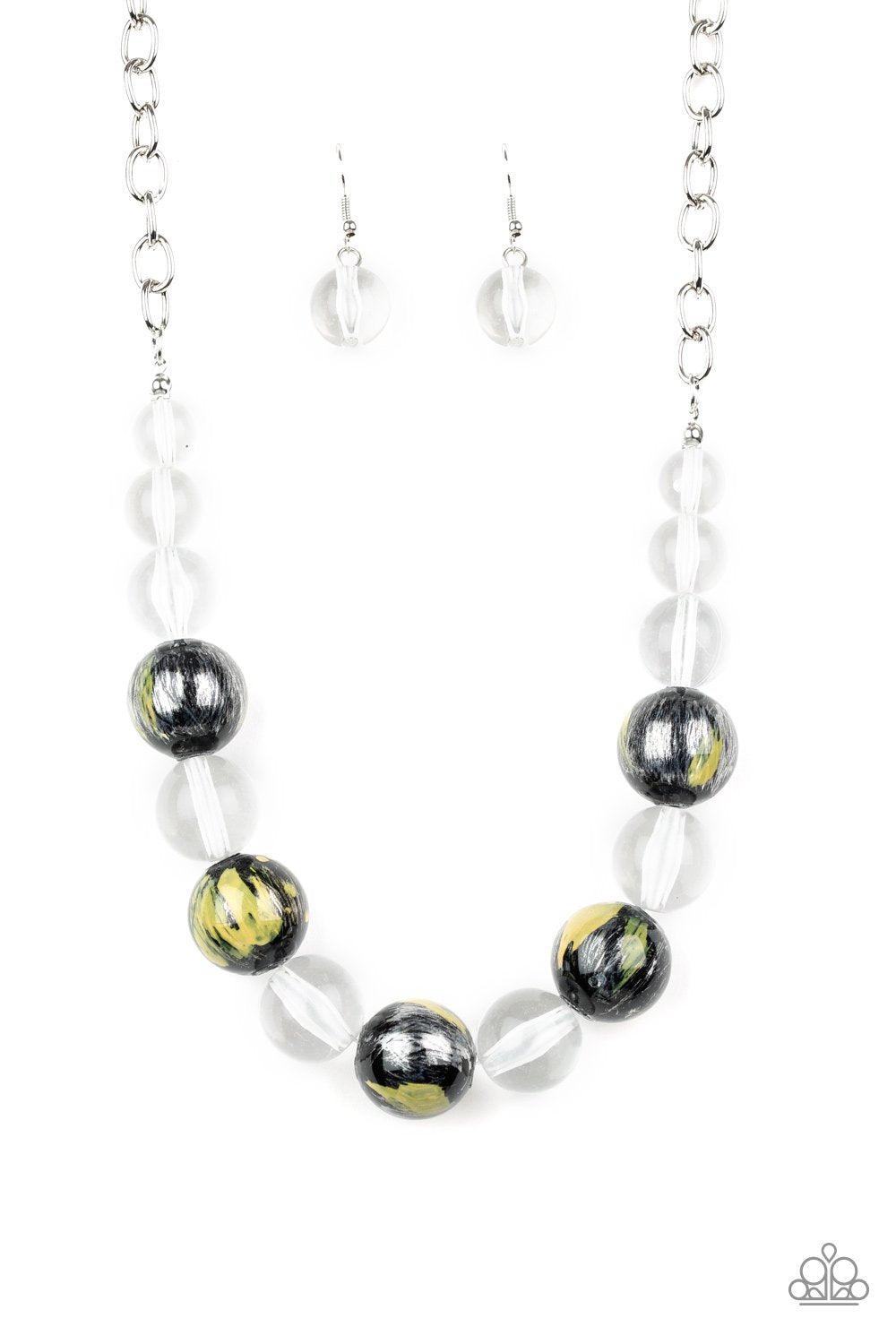 Torrid Tide Yellow Necklace - Paparazzi Accessories - lightbox -CarasShop.com - $5 Jewelry by Cara Jewels
