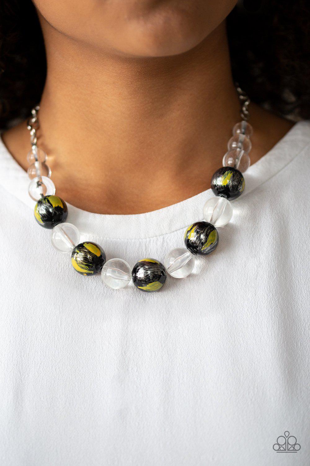 Torrid Tide Yellow Necklace - Paparazzi Accessories - lightbox -CarasShop.com - $5 Jewelry by Cara Jewels